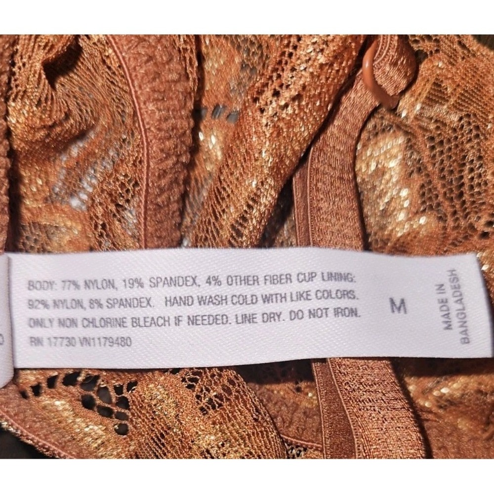 Auden Size M Whimsy Y2K Longline Lace Bralette Burnt Orange Metallic Gold Floral - Picture 8 of 9